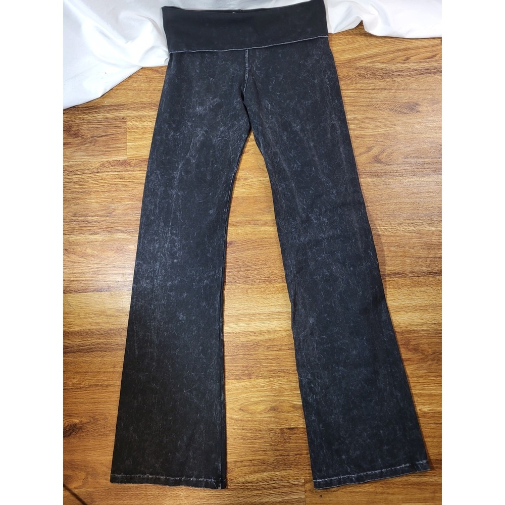 T-Party XL Black Mineral Foldover Waist Bootcut Flare Leg Yoga Pants